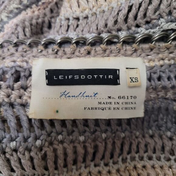 Leifsdottir Anthropologie Sweater Womens XS Hand Knit Neutrals Stripes Chains - Picture 6 of 8